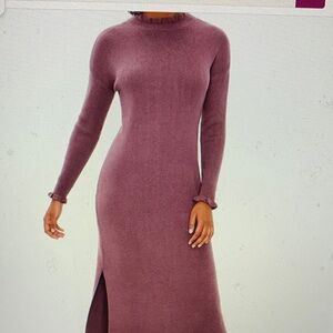 Loft Mock Sweater Midi Plum Purple Sz L NWT